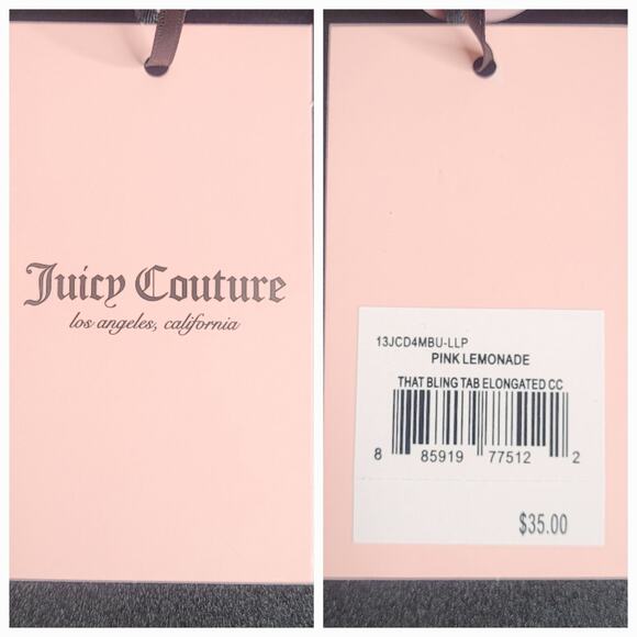 Juicy Couture That Bling Tab Elongated Petal‎ Pink Lemonade Card Case Wallet NWT - Picture 6 of 6